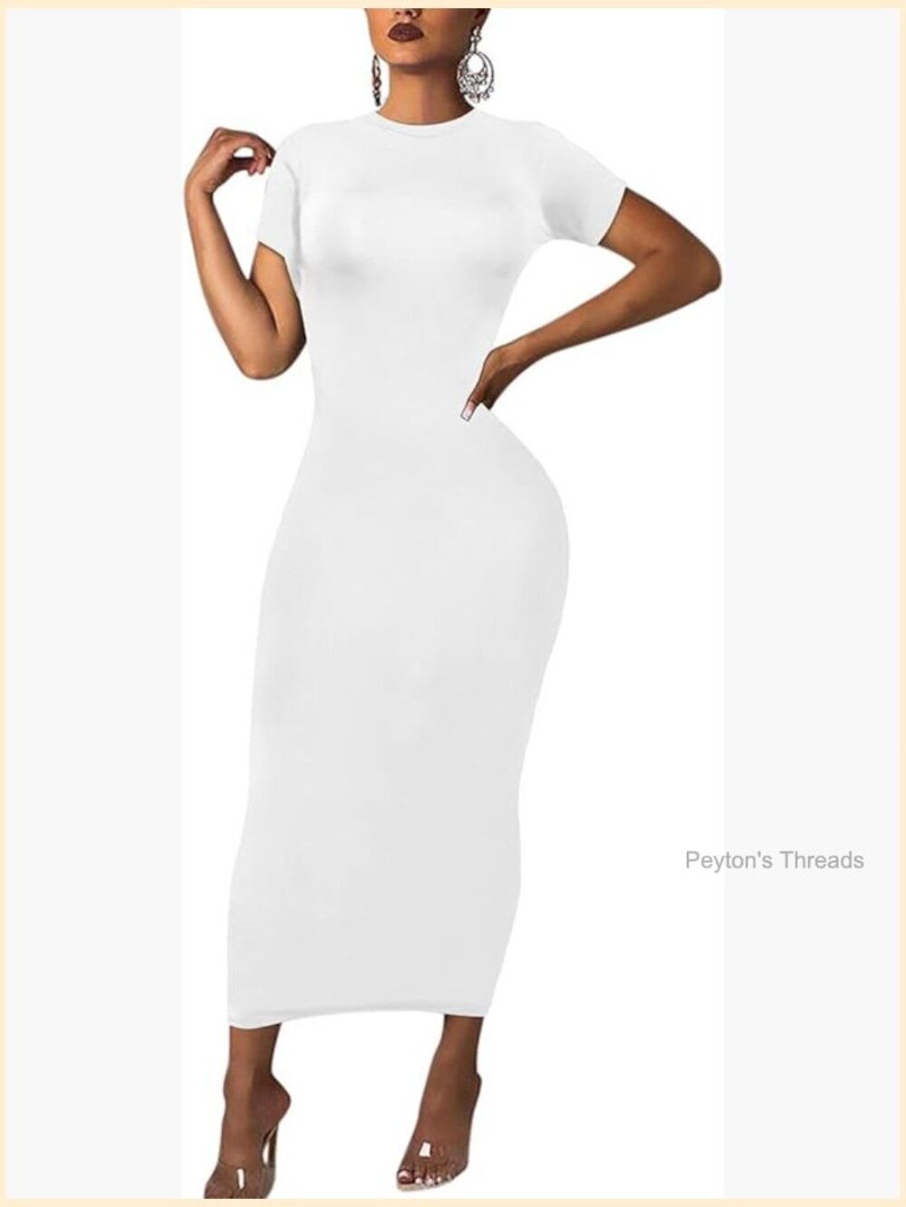 Long Bodycon Dress Short Sleeve Maxi Club Party Tight Pencil Dress